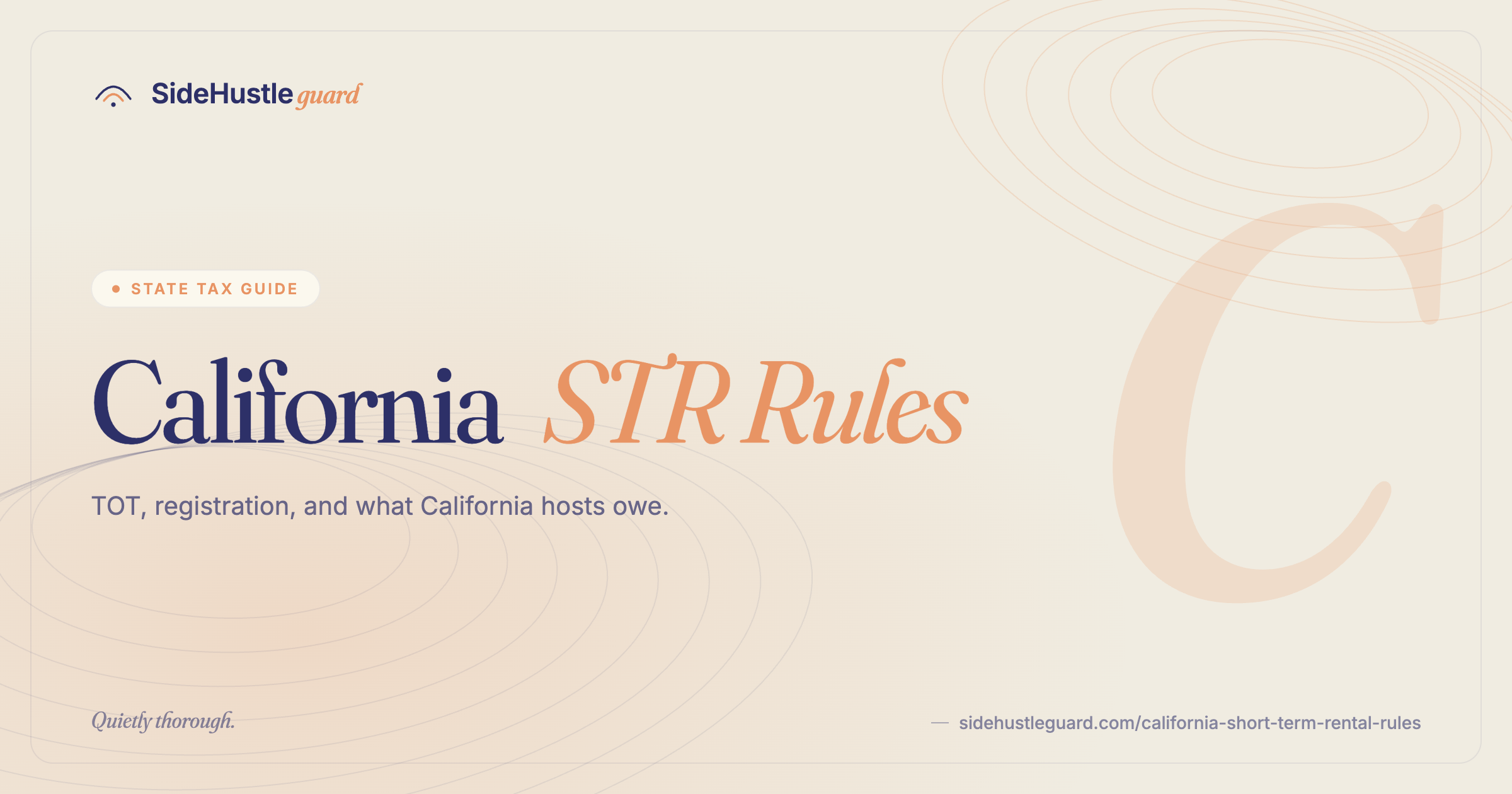 California short-term rental rules — TOT, AB-1217, local registration