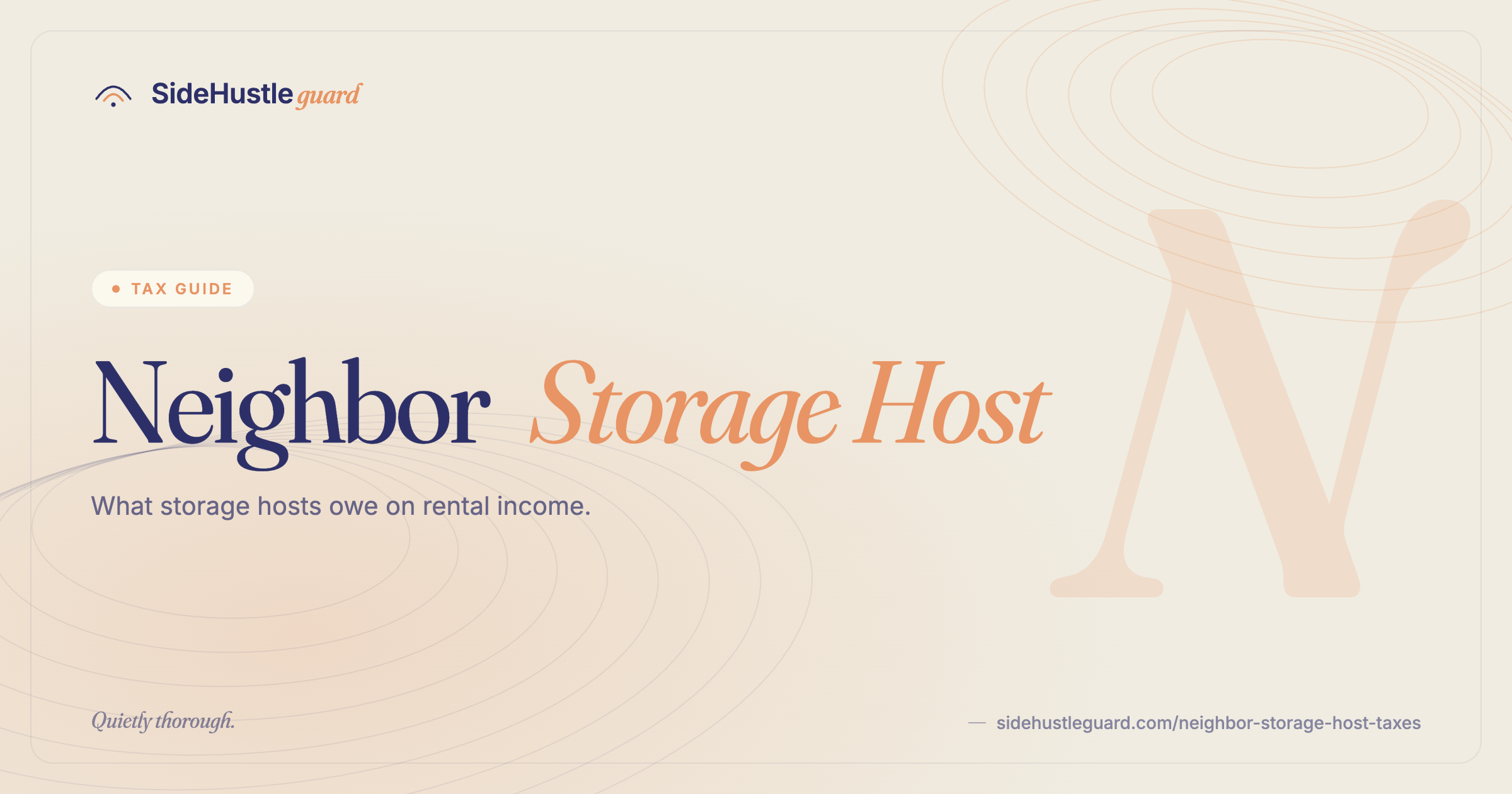Neighbor storage host tax guide — passive income, Schedule E, garage and basement rentals