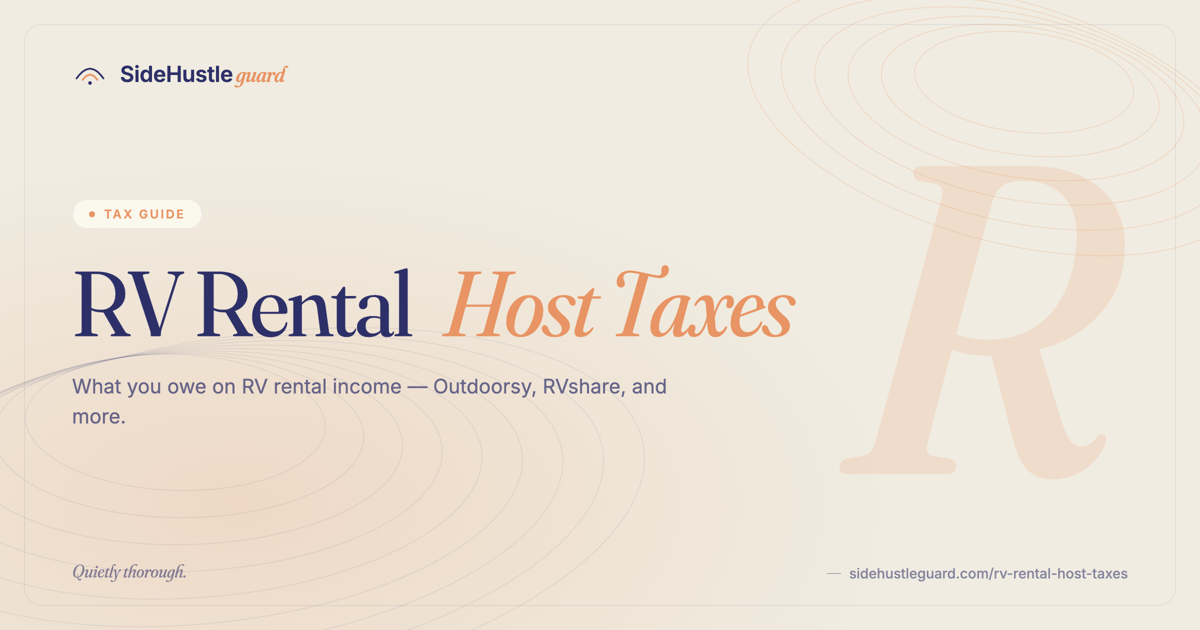 RV rental host tax guide — RVshare, Outdoorsy, Schedule C, listed property depreciation